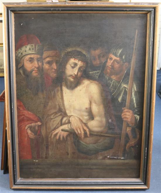 Flemish School Christ wearing the crown of thorns, 43 x 33in.